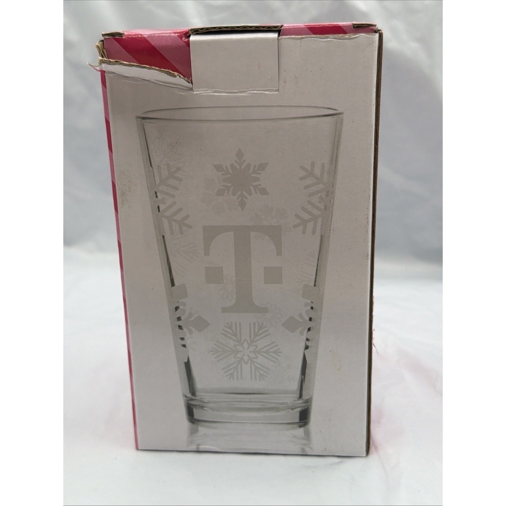NEW T-Mobile Tuesdays Christmas Holiday Pint Glass Cup Snowflakes 2024
